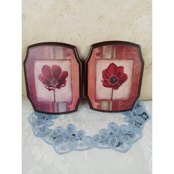 Polson's Mediterranean Floral Wall Hanging Plaques Set of 2 7x9" - Picture 1 of 5